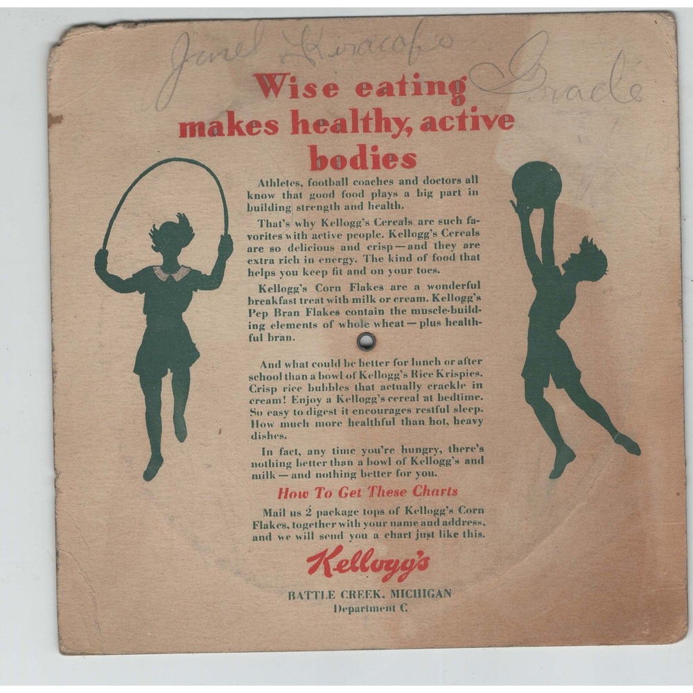 Vintage 1931 Kelloggs Wheel of Knowledge United States Map Cereal Premium Chart - Picture 2 of 2